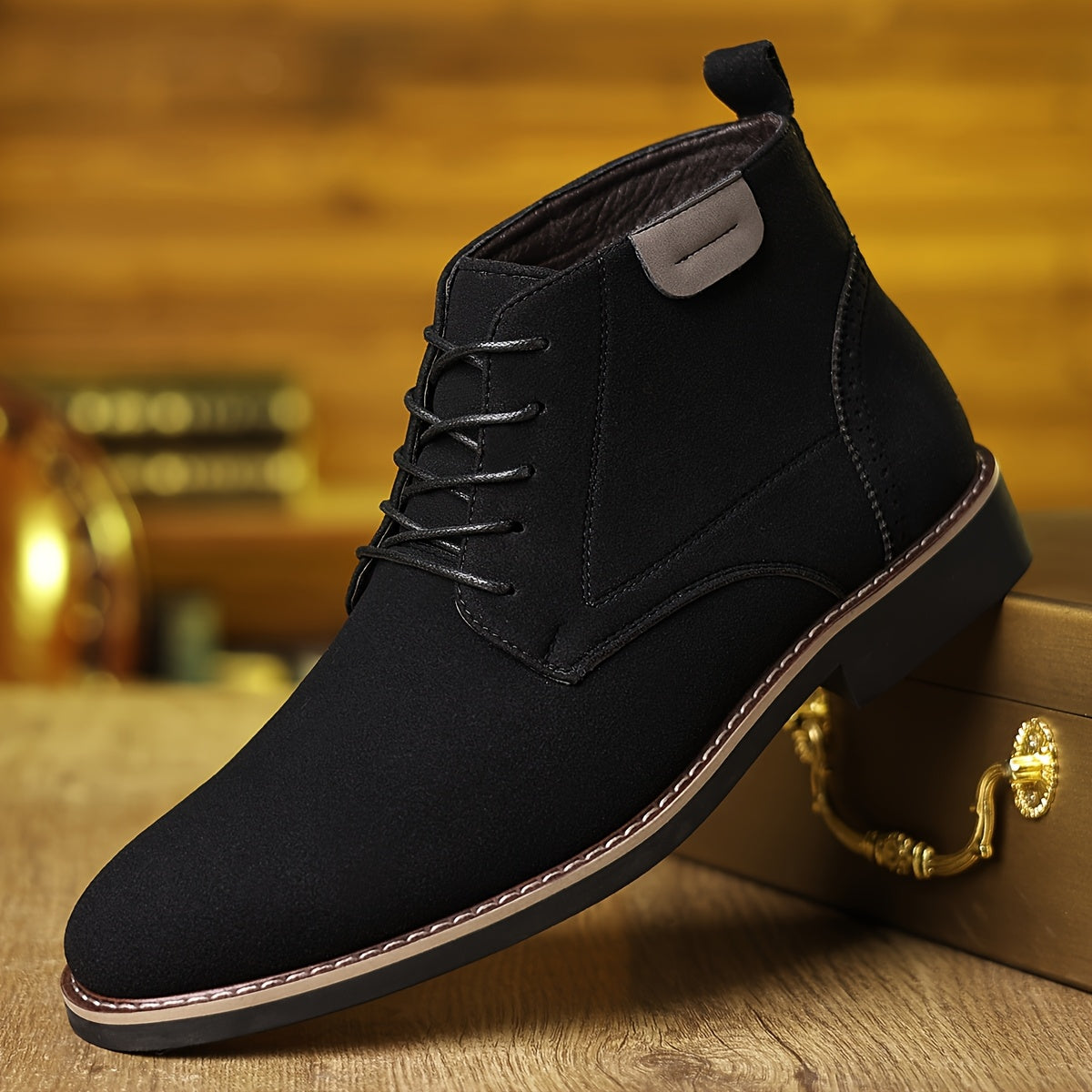 Men's Lace-Up Ankle Boots - Black