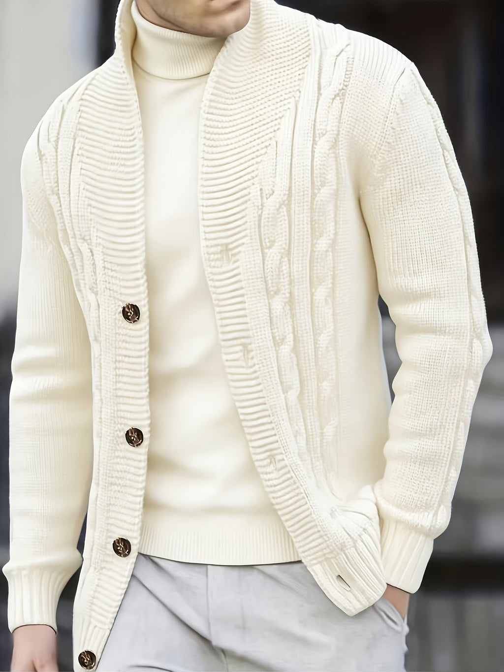 Women's Cable-Knit Button-Front Cardigan