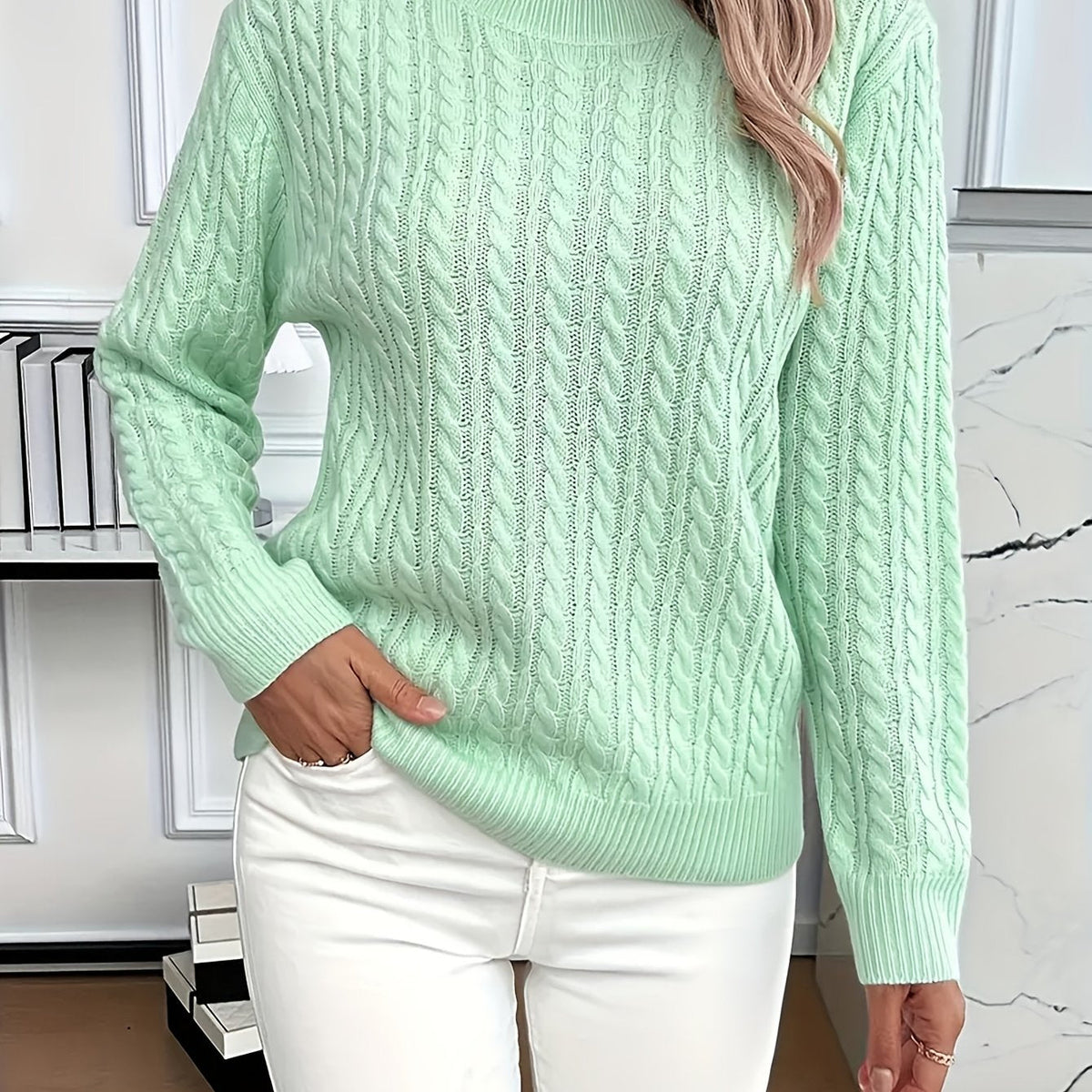 Women's Cable-Knit Relaxed Fit Sweater