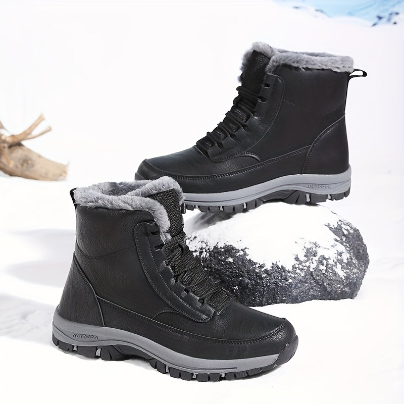 Men's Plush Lined Lace-Up Winter Boots