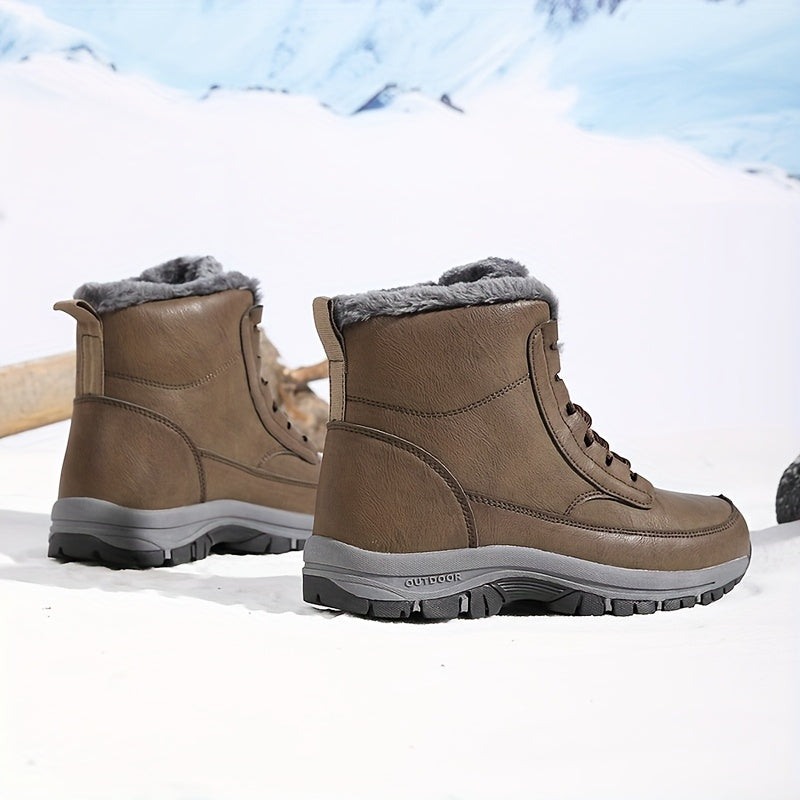 Men's Plush Lined Lace-Up Winter Boots