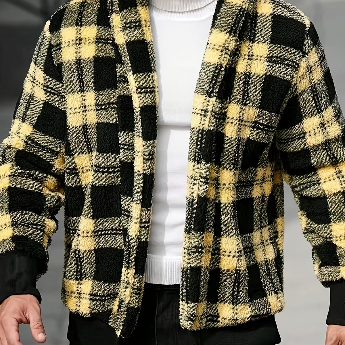 Men's Soft Brushed Check Relaxed-Fit Jacket