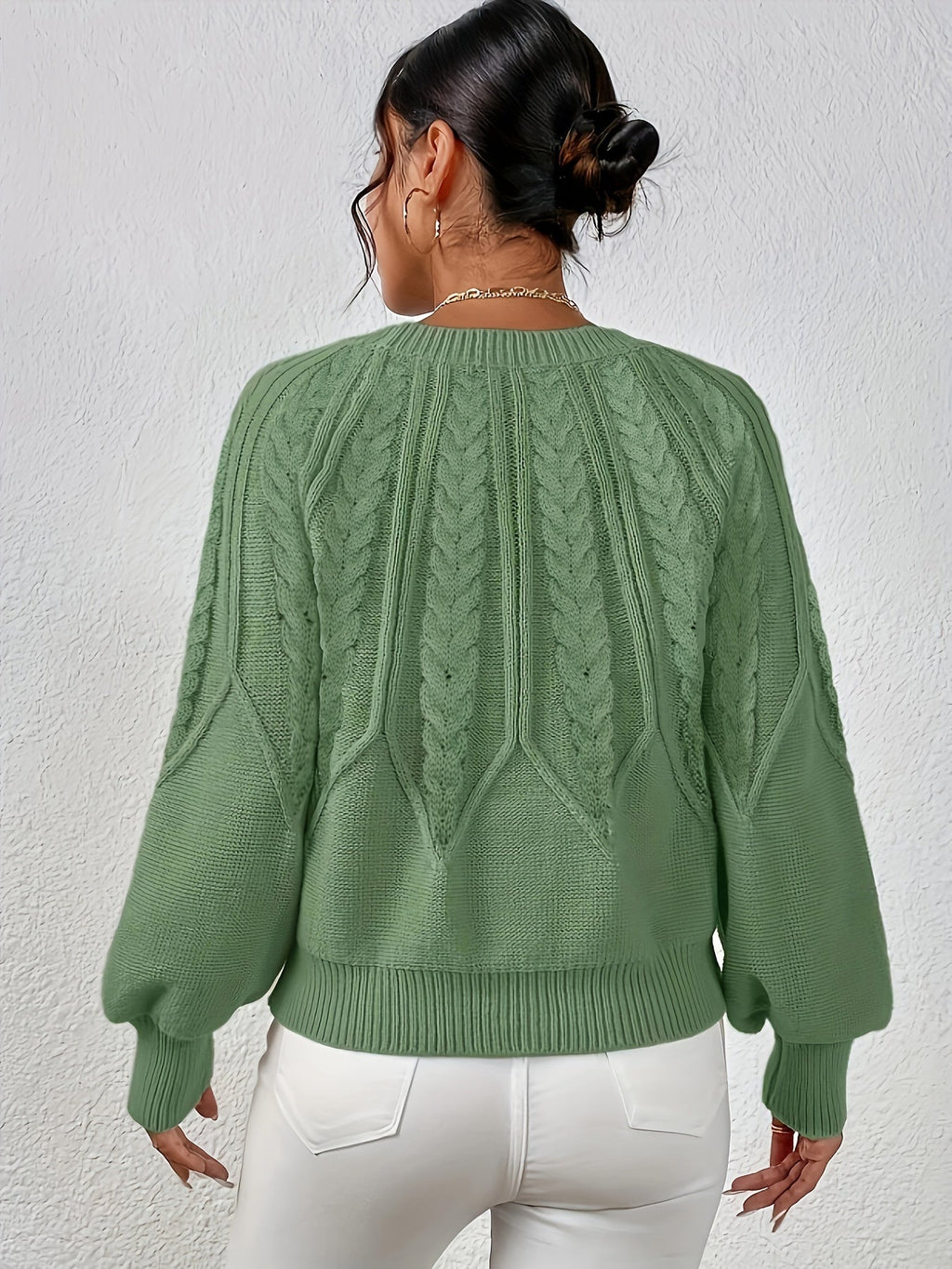 Women's Cable-Knit Lantern Sleeve Sweater