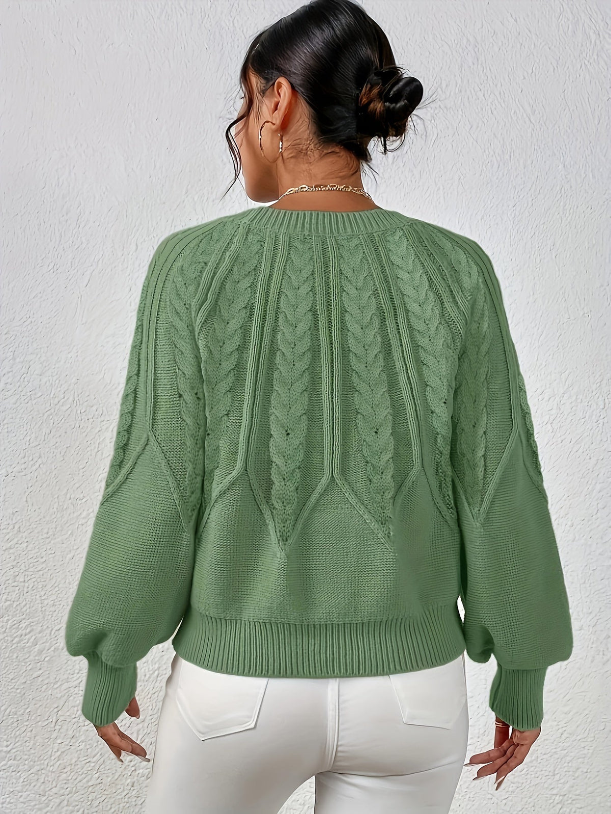 Women's Cable-Knit Lantern Sleeve Sweater