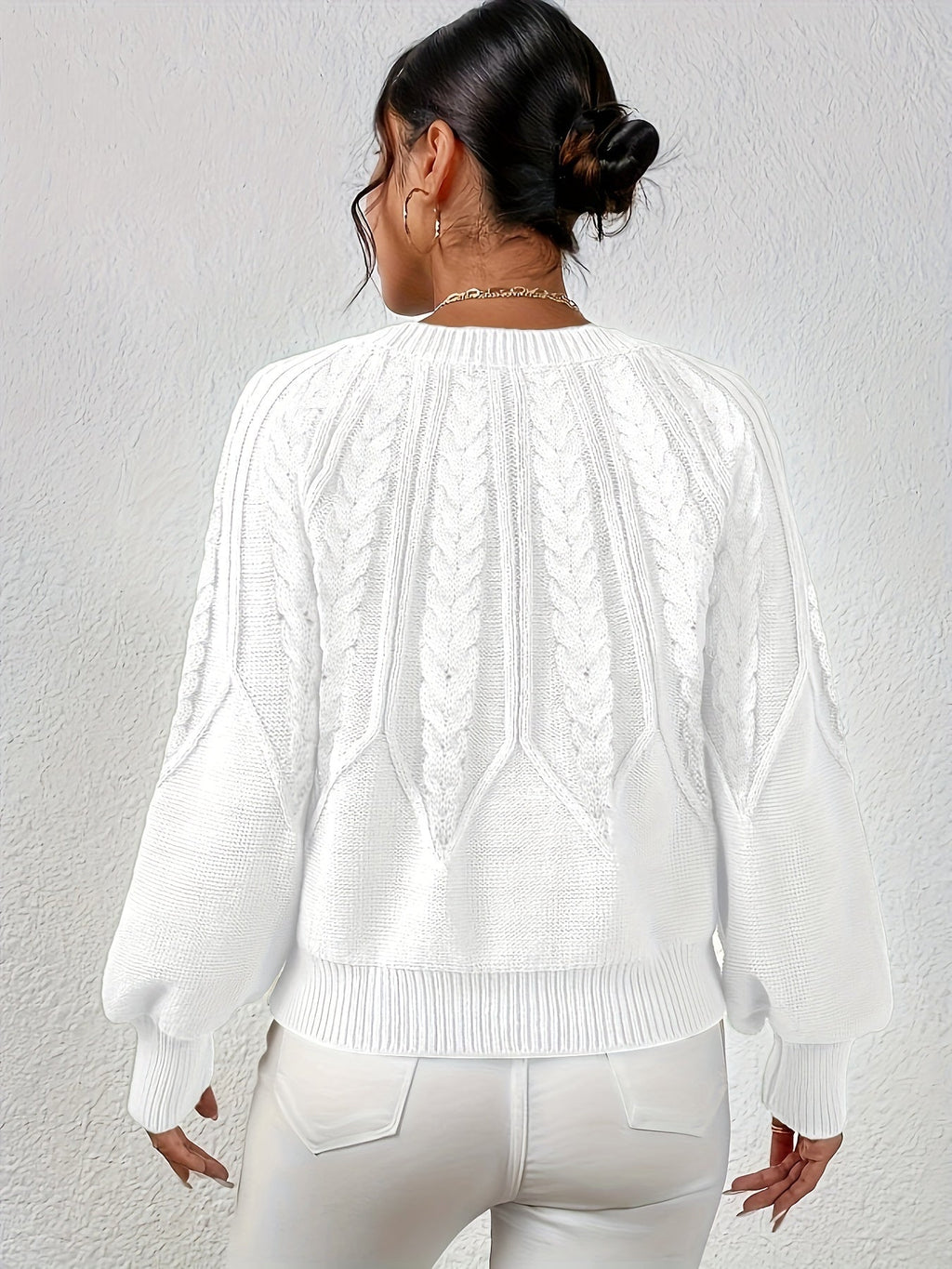Women's Cable-Knit Lantern Sleeve Sweater