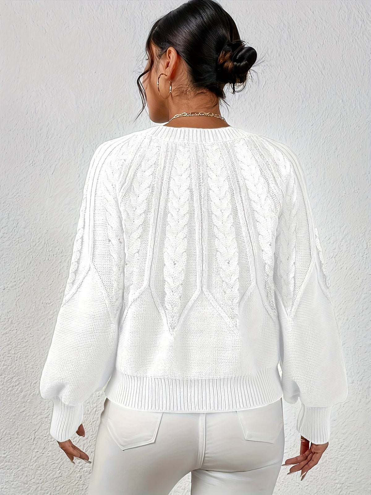 Women's Cable-Knit Lantern Sleeve Sweater