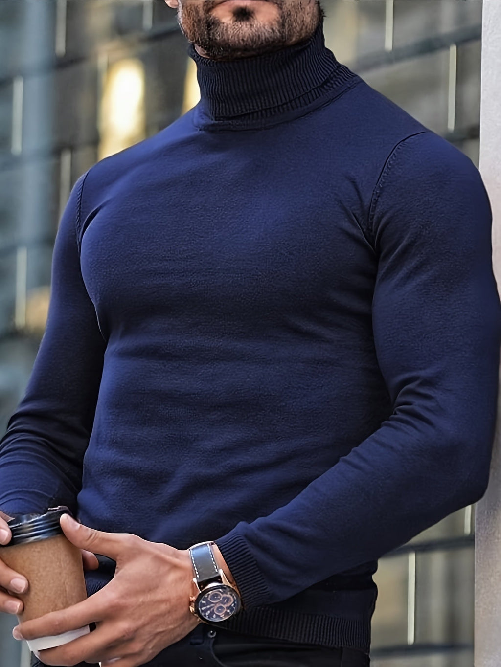 Men's High Neck Tailored Turtleneck Sweater