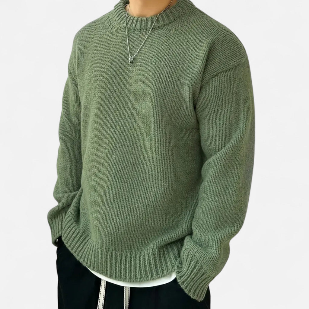 Men's Solid Crew Neck Knit Pullover