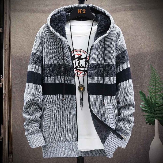 Men's Lightweight Longline Hooded Cardigan - Light Gray