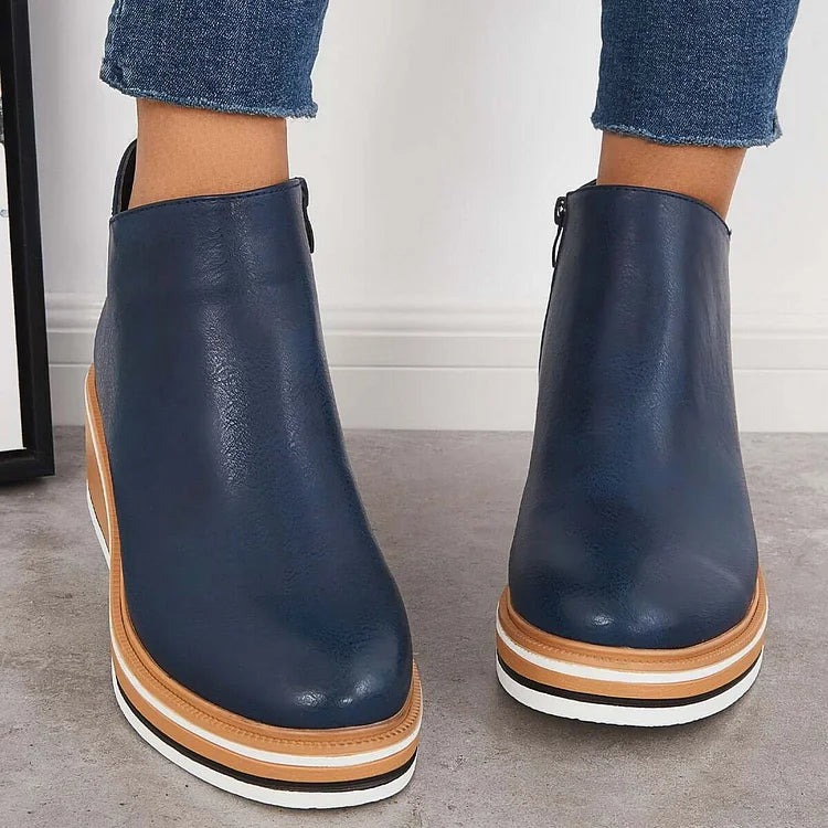 Women's Sleek Platform Side-Zip Ankle Boots