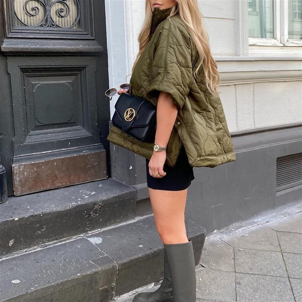 Women's Oversized Quilted Cape Jacket