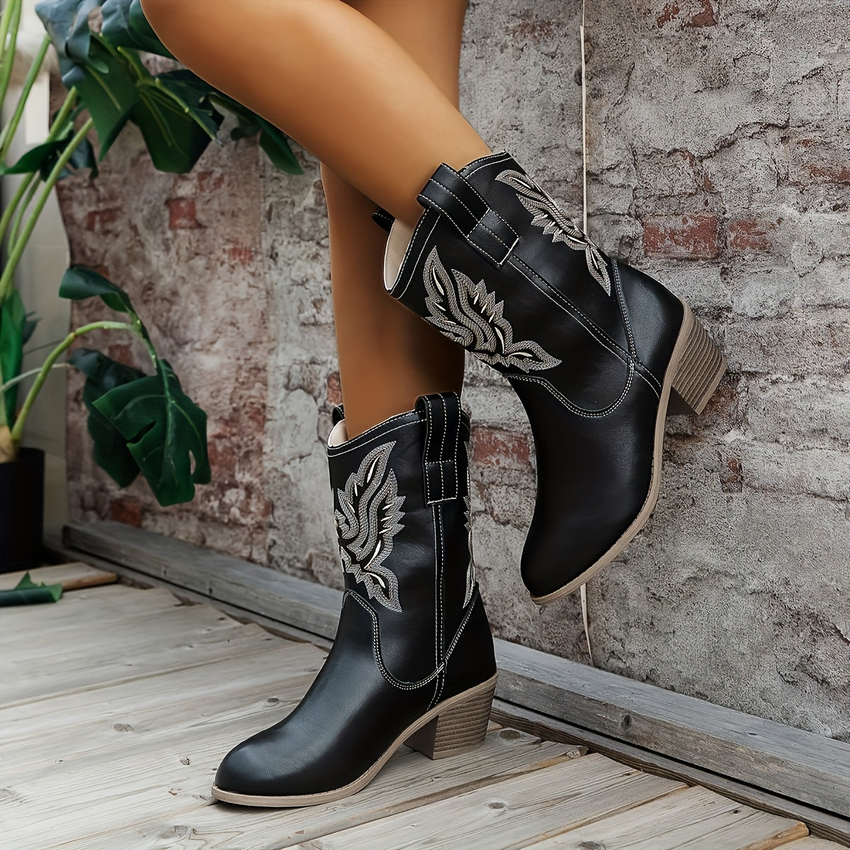 Women's Camel Wide Calf Western Cowboy Boots