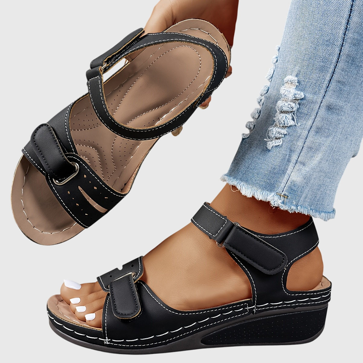 Women's Orthopedic Stretch Comfort Sandals - Black