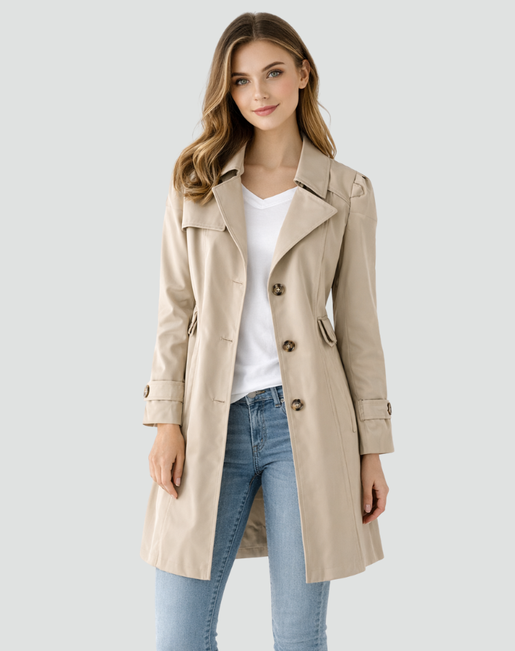 Women's Tailored Mid-Length Lapel Trench Coat