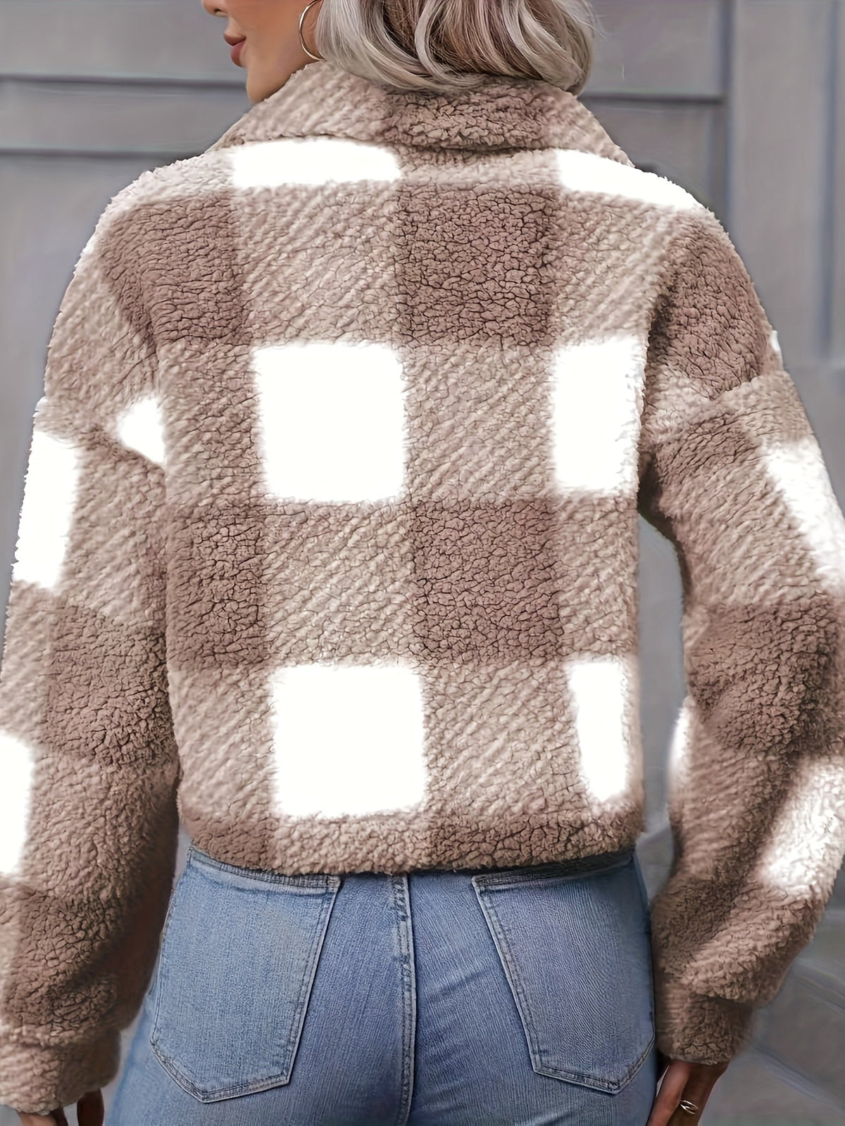 Women's Cropped Plaid Button-Front Jacket