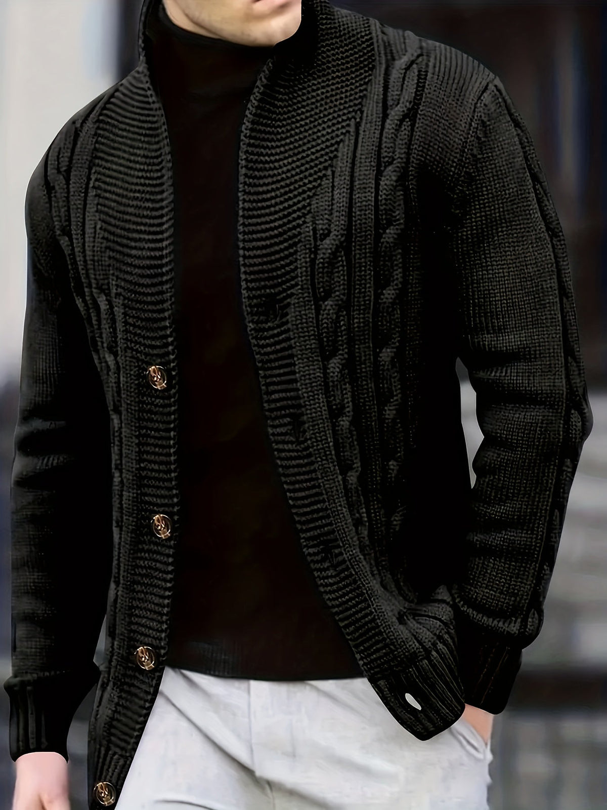 Women's Cable-Knit Button-Front Cardigan