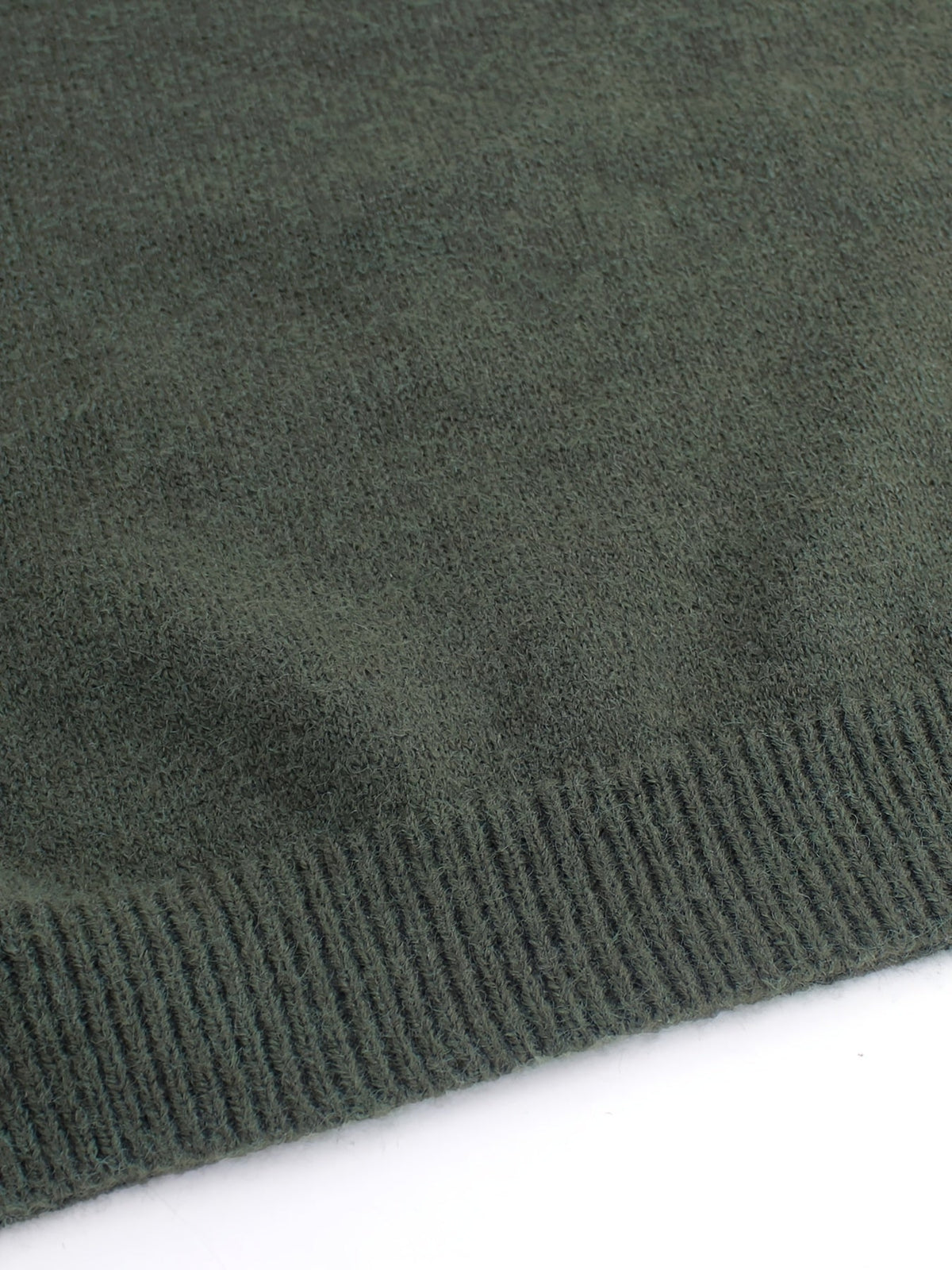 Women's Ribbed Round Neck Sweater with Striped Cuffs