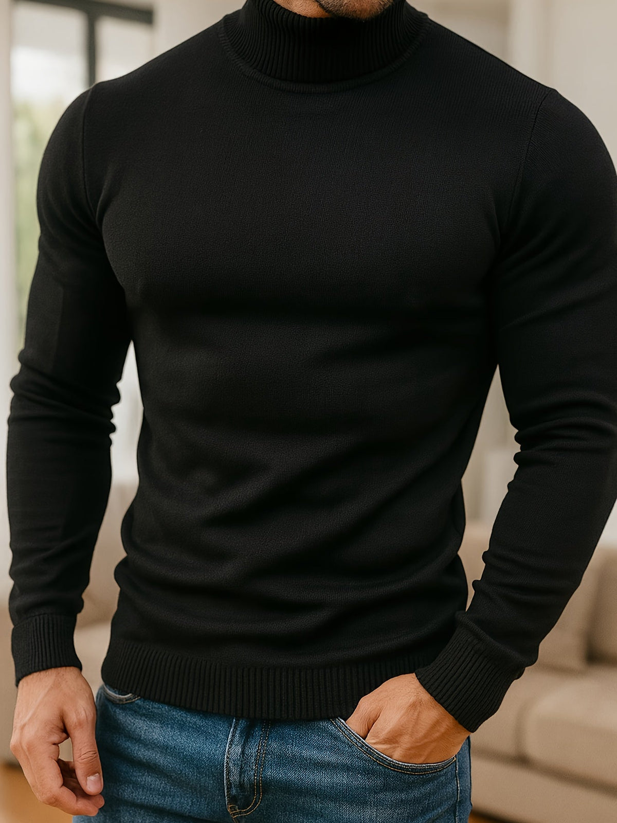 Men's Ribbed Roll-Neck Sweater