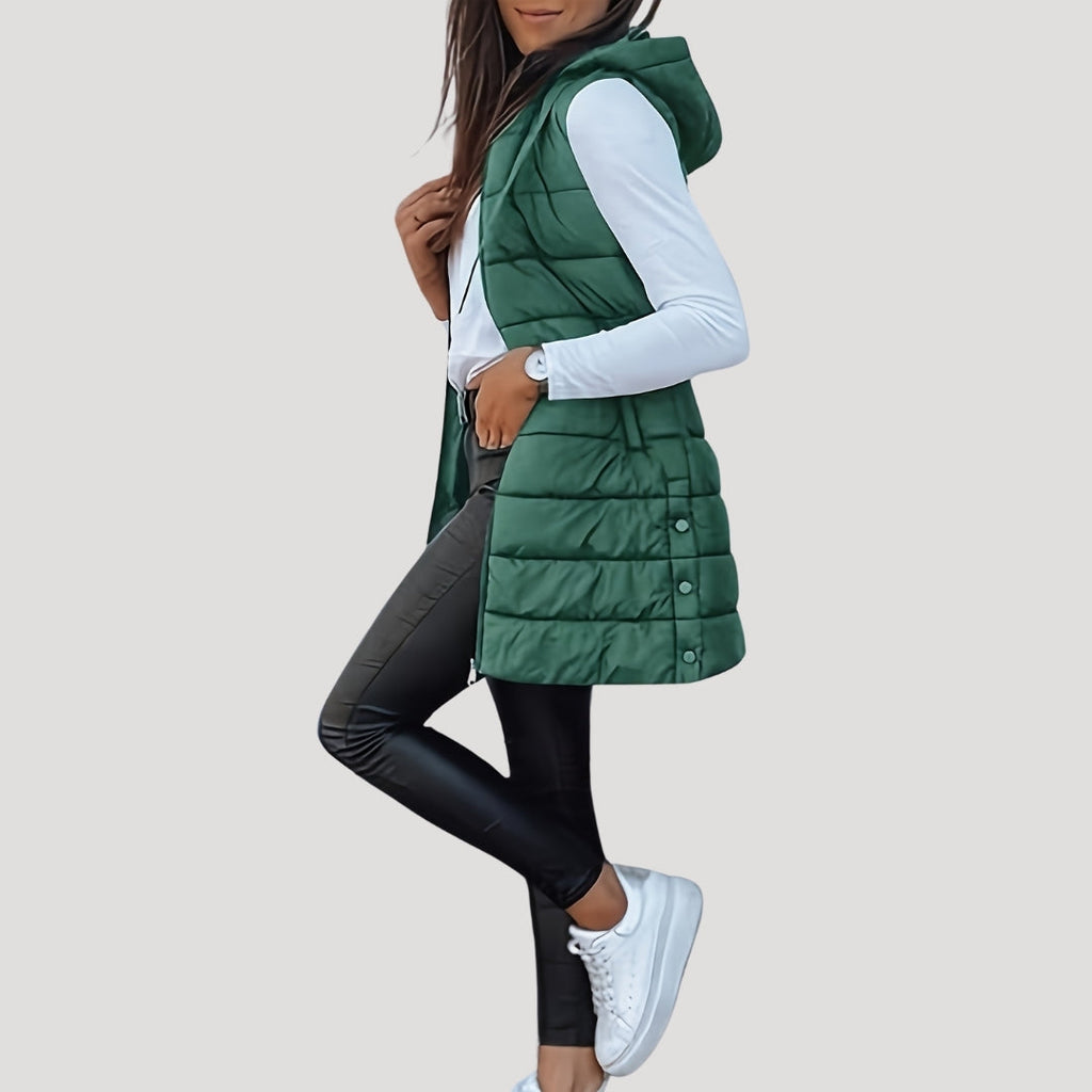 Women's Quilted Hooded Longline Vest