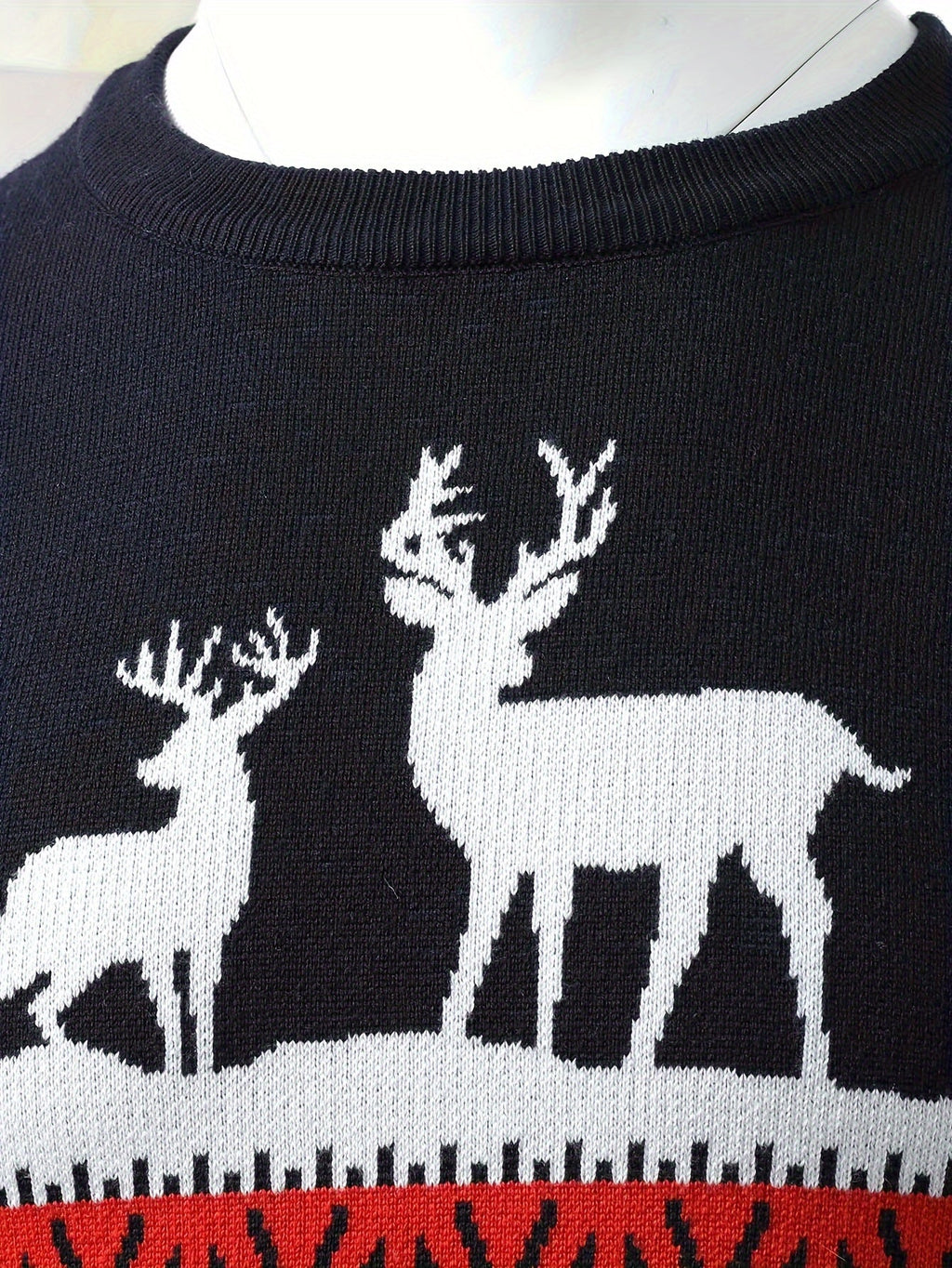 Women's Reindeer and Pine Tree Christmas Crew Neck Sweater