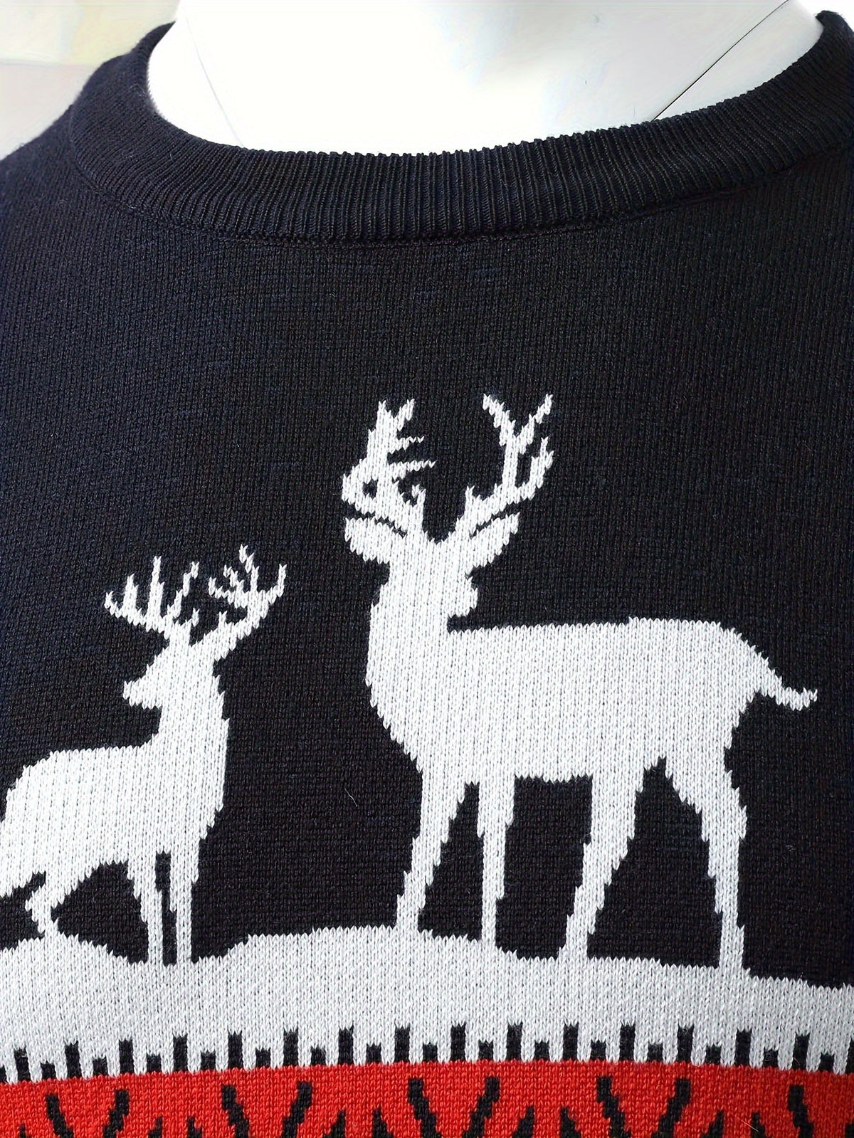 Women's Reindeer and Pine Tree Christmas Crew Neck Sweater