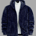 Women's Soft Plush Hooded Full-Zip Jacket - Navy