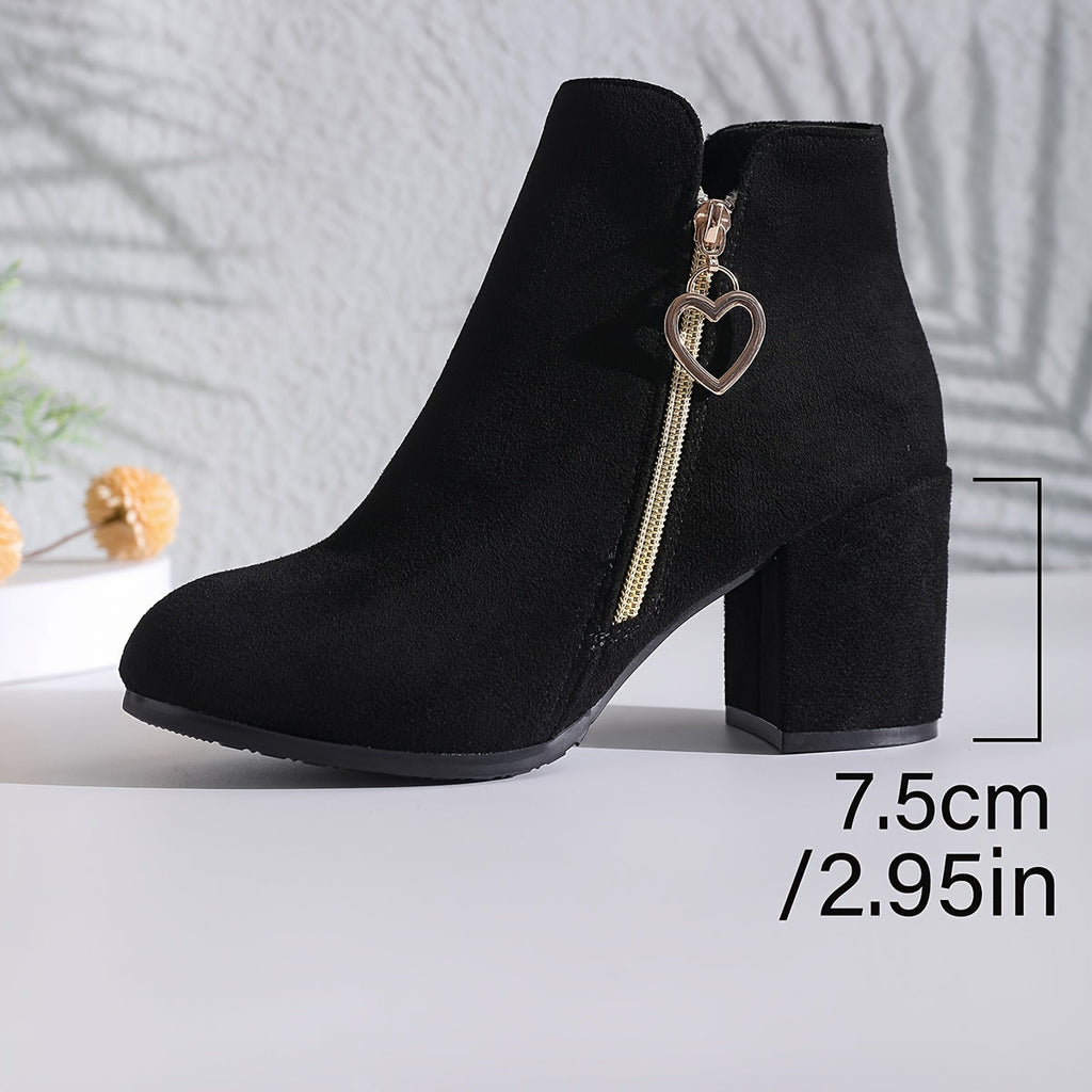 Women's Round-Toe Ankle Boots with Charm Detail