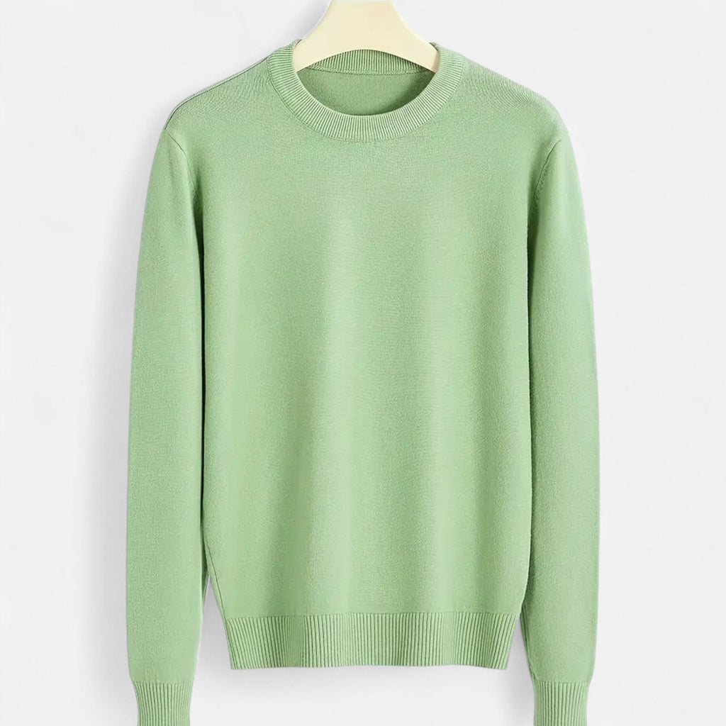 Men's Slim-Fit Round Neck Ribbed Sweater - Light Green
