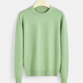 Men's Slim-Fit Round Neck Ribbed Sweater - Light Green