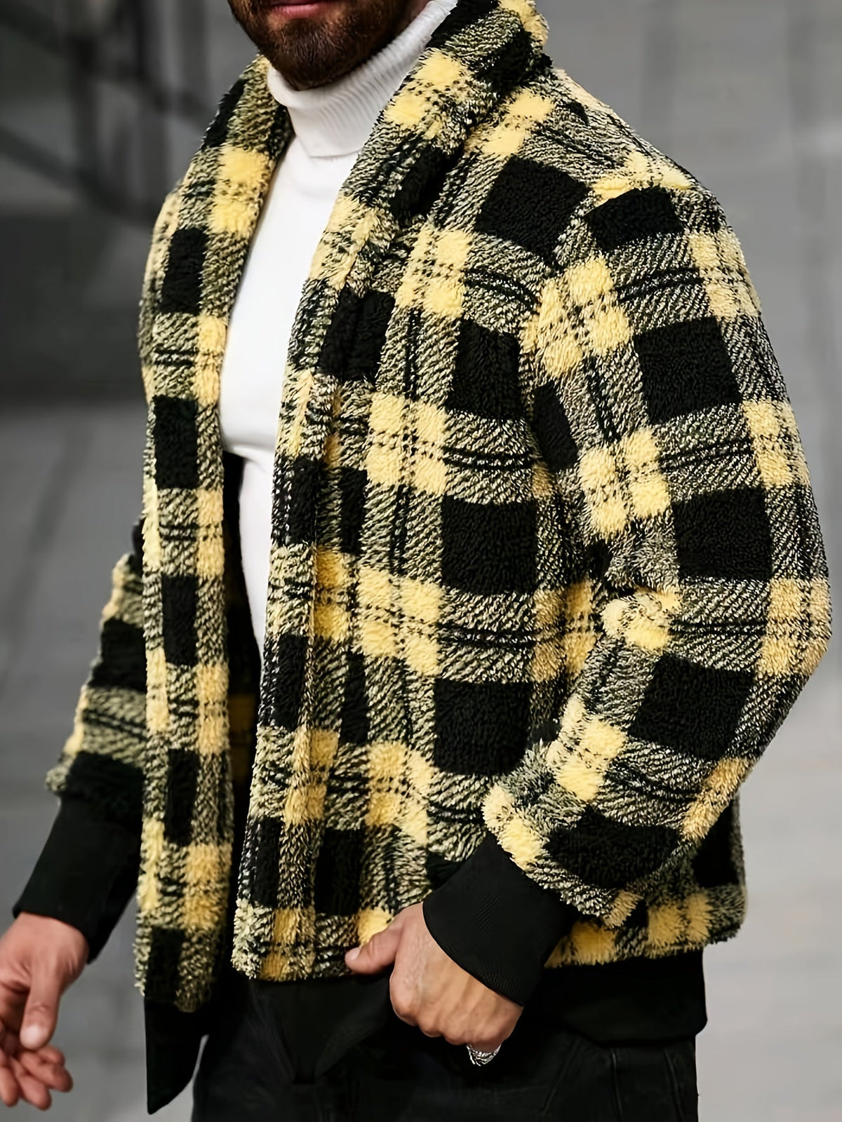 Men's Soft Brushed Check Relaxed-Fit Jacket
