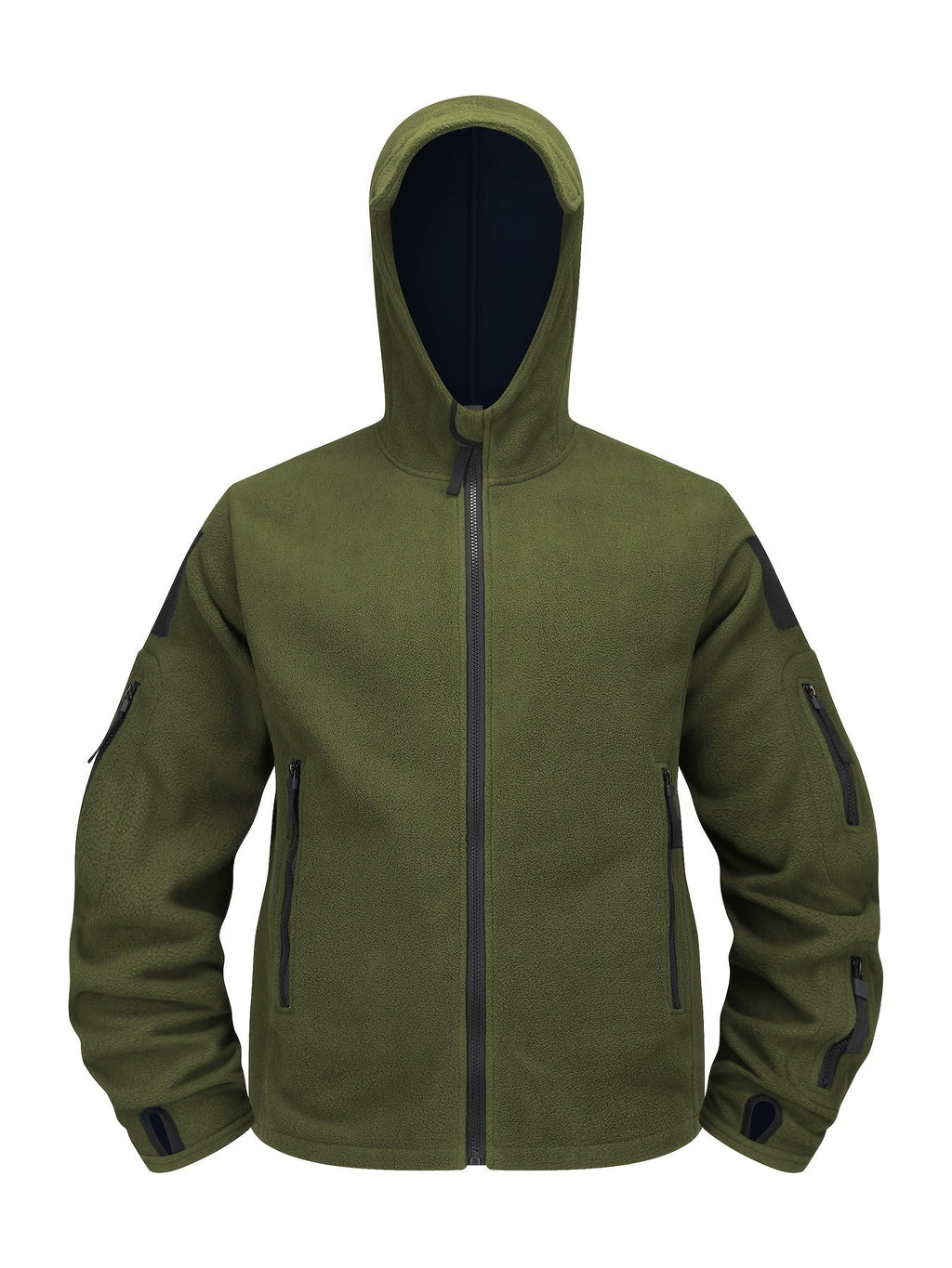 Men's Rugged Hooded Zip-Up Jacket with Zip Pockets