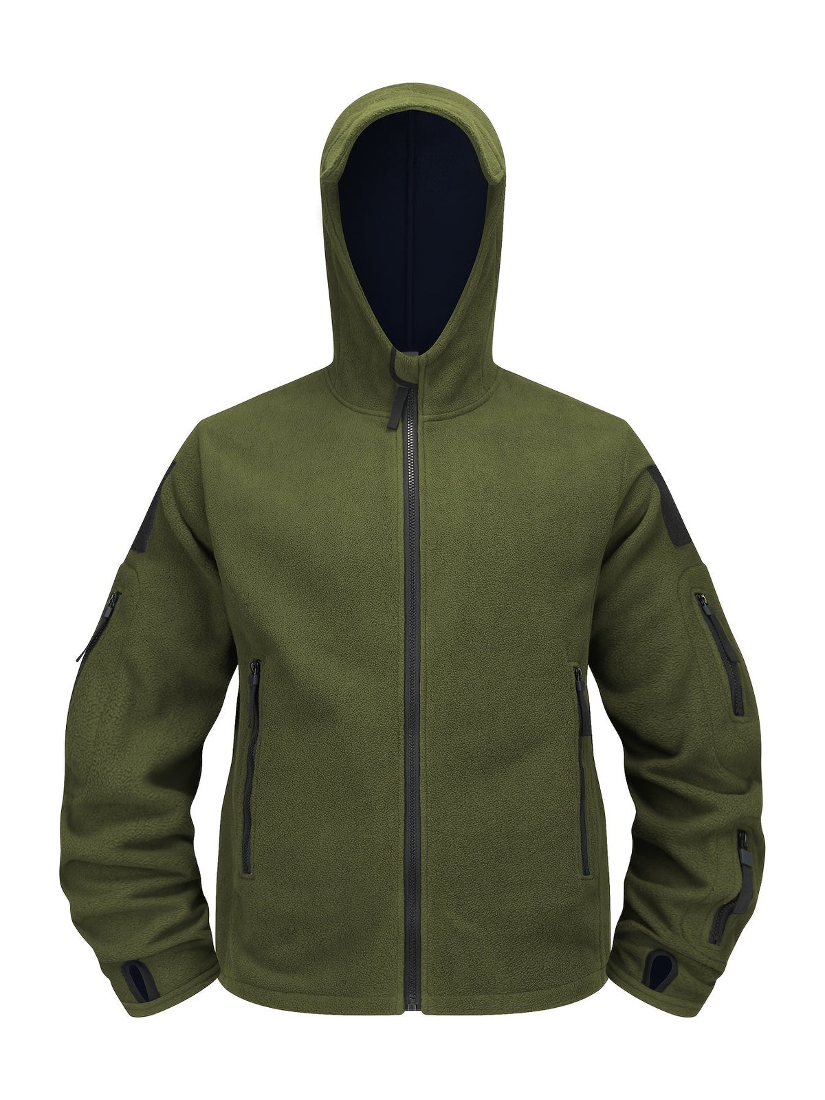Men's Rugged Hooded Zip-Up Jacket with Zip Pockets
