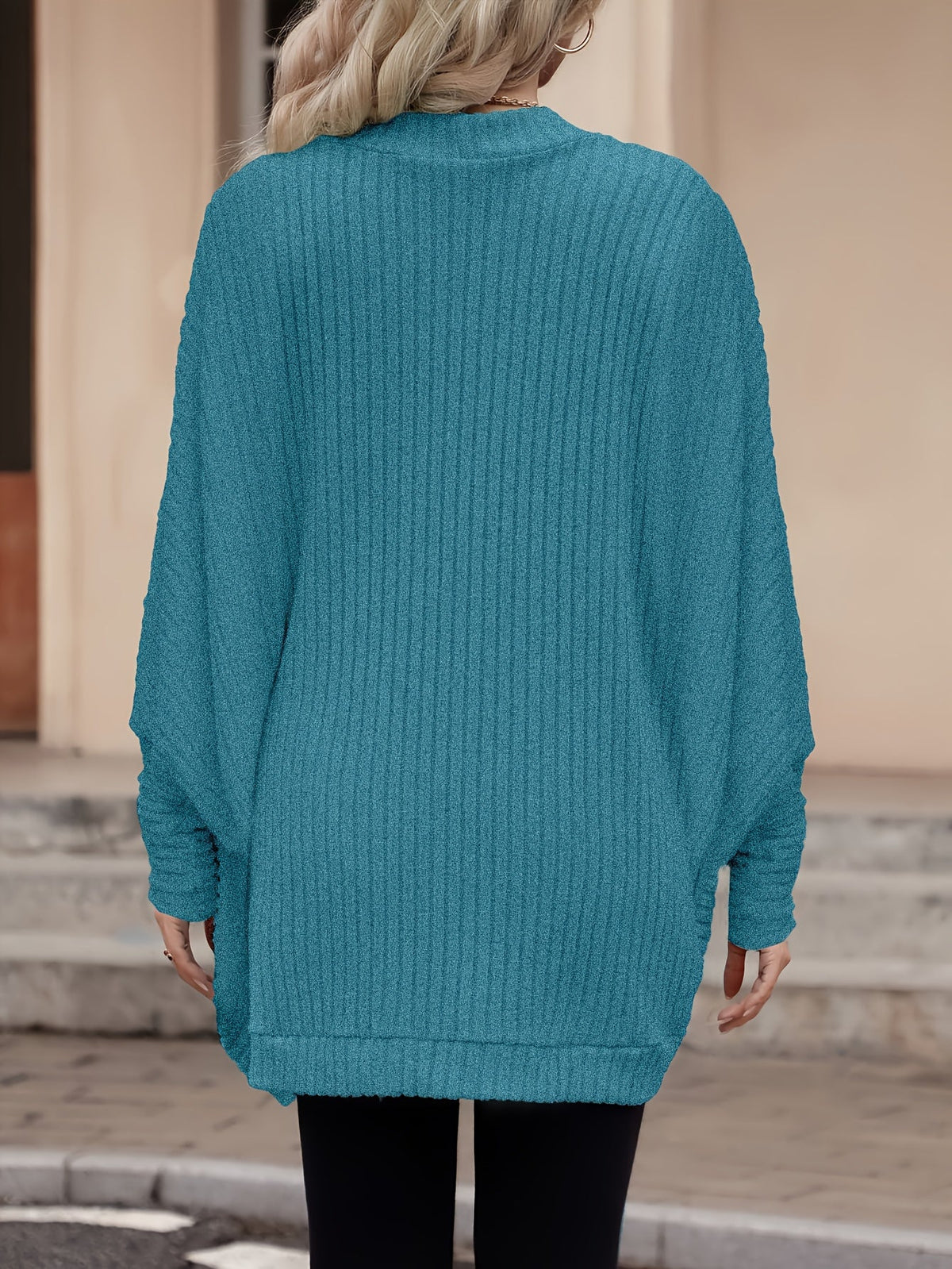 Women's Draped Open-Front Ribbed Cardigan