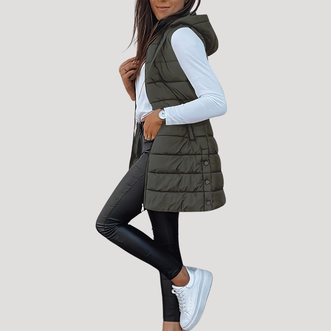 Women's Quilted Hooded Longline Vest