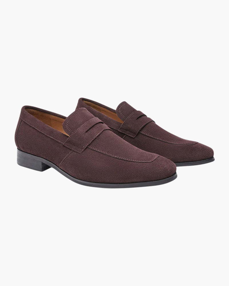 Men's Suede Penny Loafers - Dark Brown