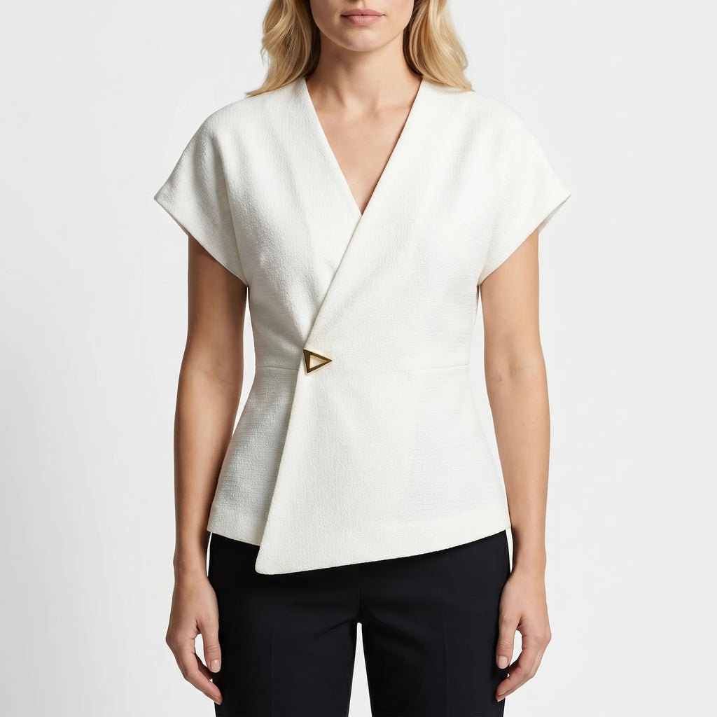Gold Clasp Wrap Blouse