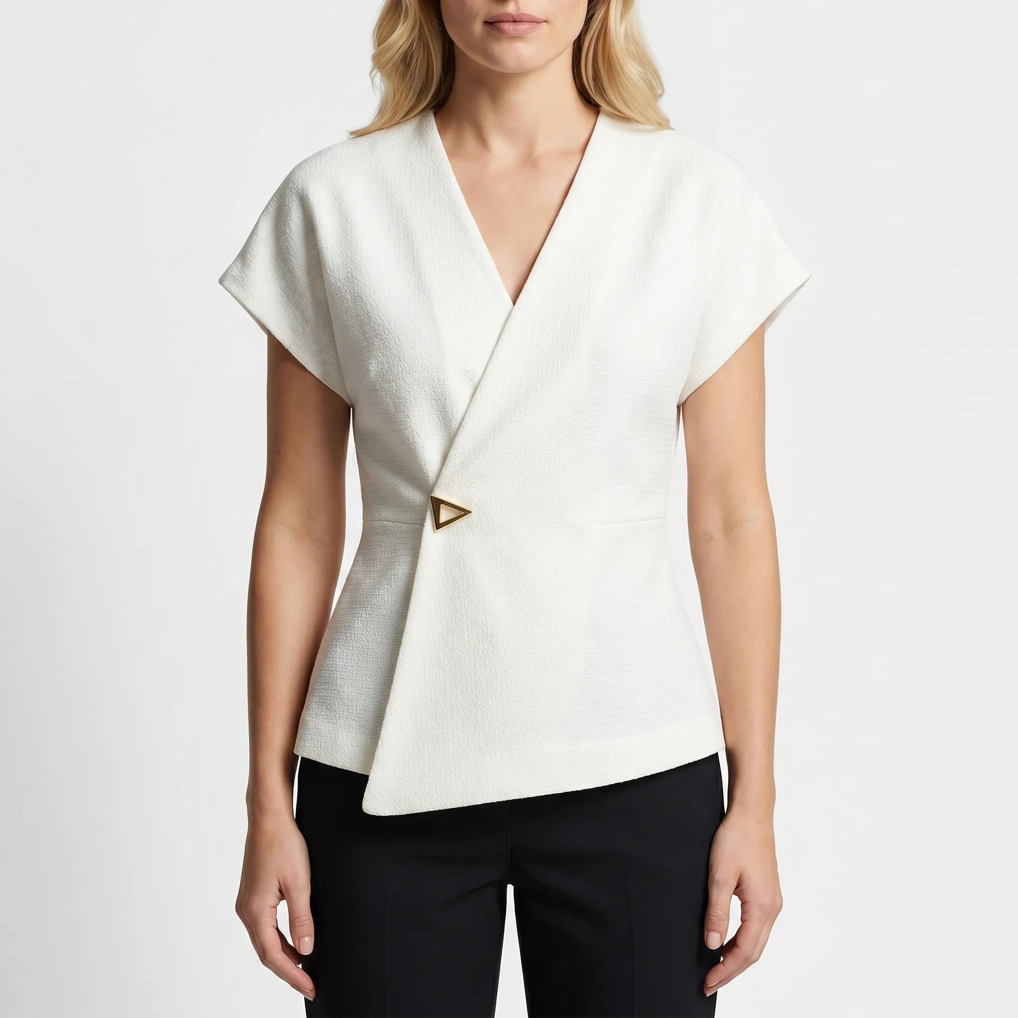 Gold Clasp Wrap Blouse