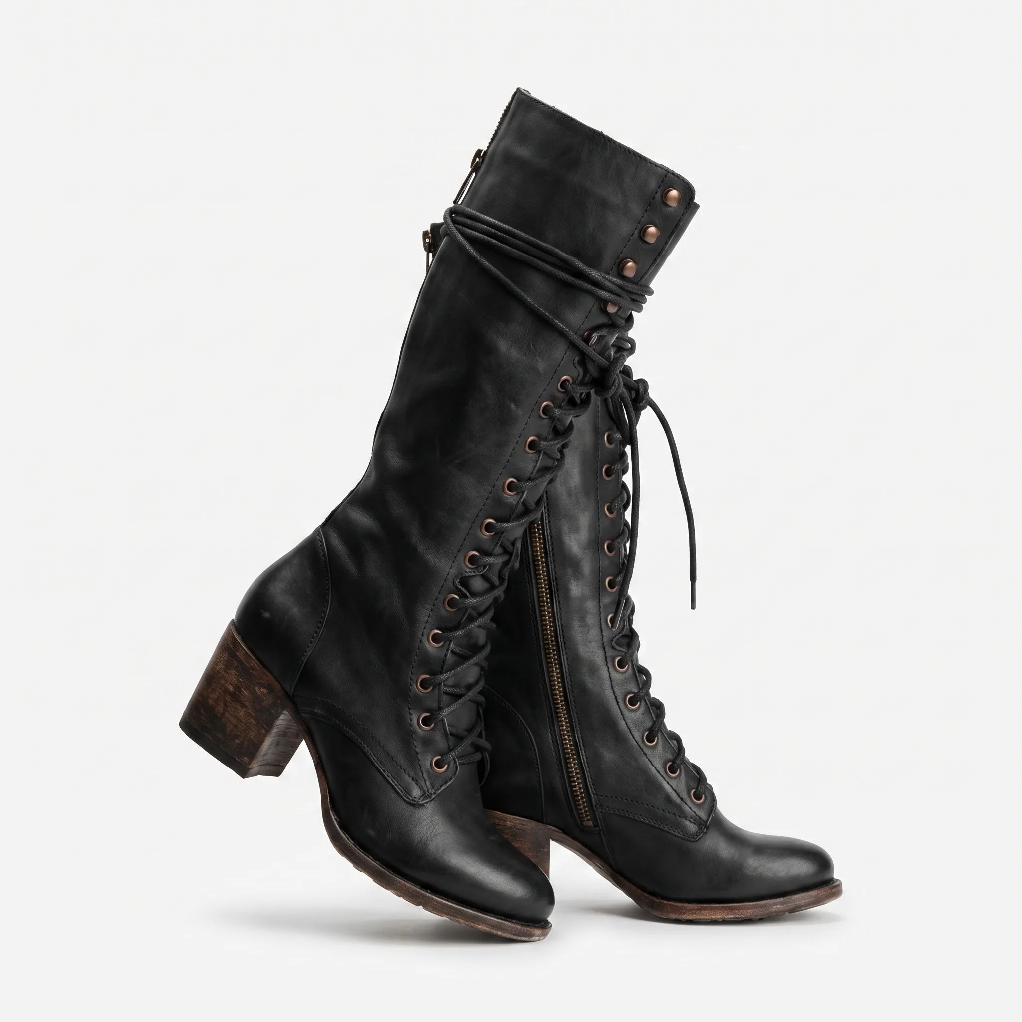 Lace Up Knee High Boots