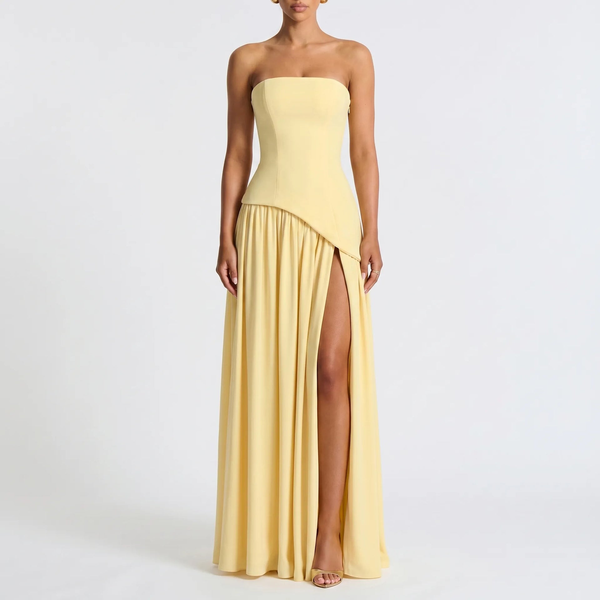 Strapless High-Low Maxi Dress