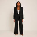 Women's One Button Blazer and Flare Pants 2 Piece Suit Set