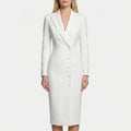 Women's Long Sleeve Blazer Dress - Bodycon Midi for Work