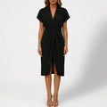 Women's Wrap Midi Dress - V Neck for Summer Cocktail