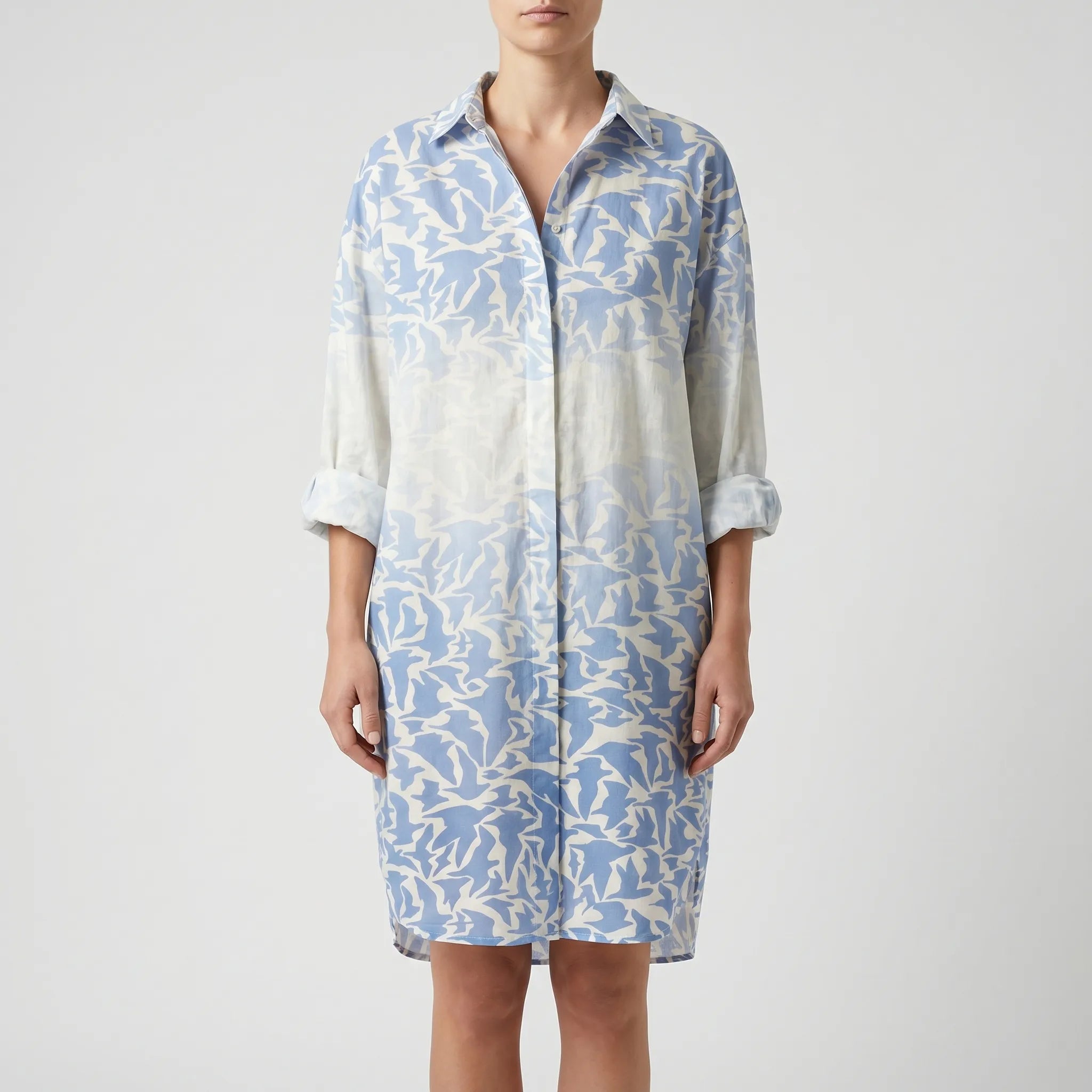 Printed Button-Front Shirt Dress