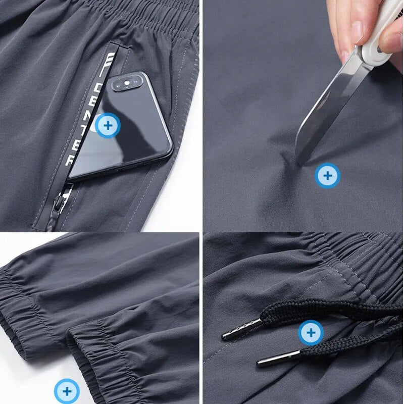 Men's Quick-Dry Tapered Jogger Pants with Zip Pockets