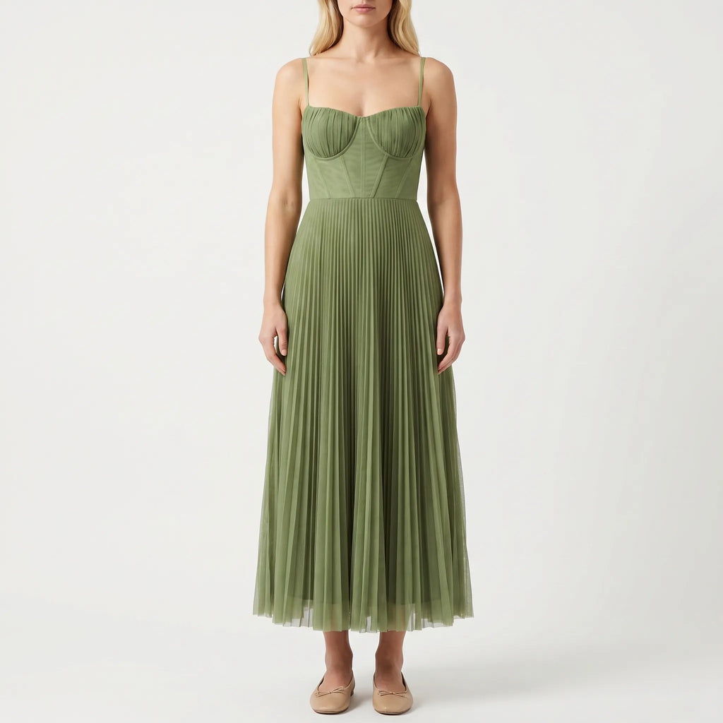 Strappy Pleated Maxi Dress