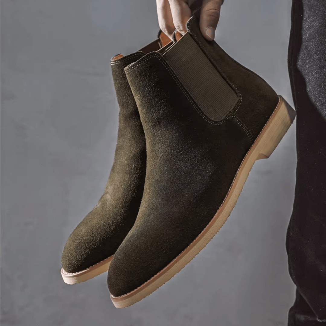 Men's Suede Chelsea Boots with Elastic Side Panels