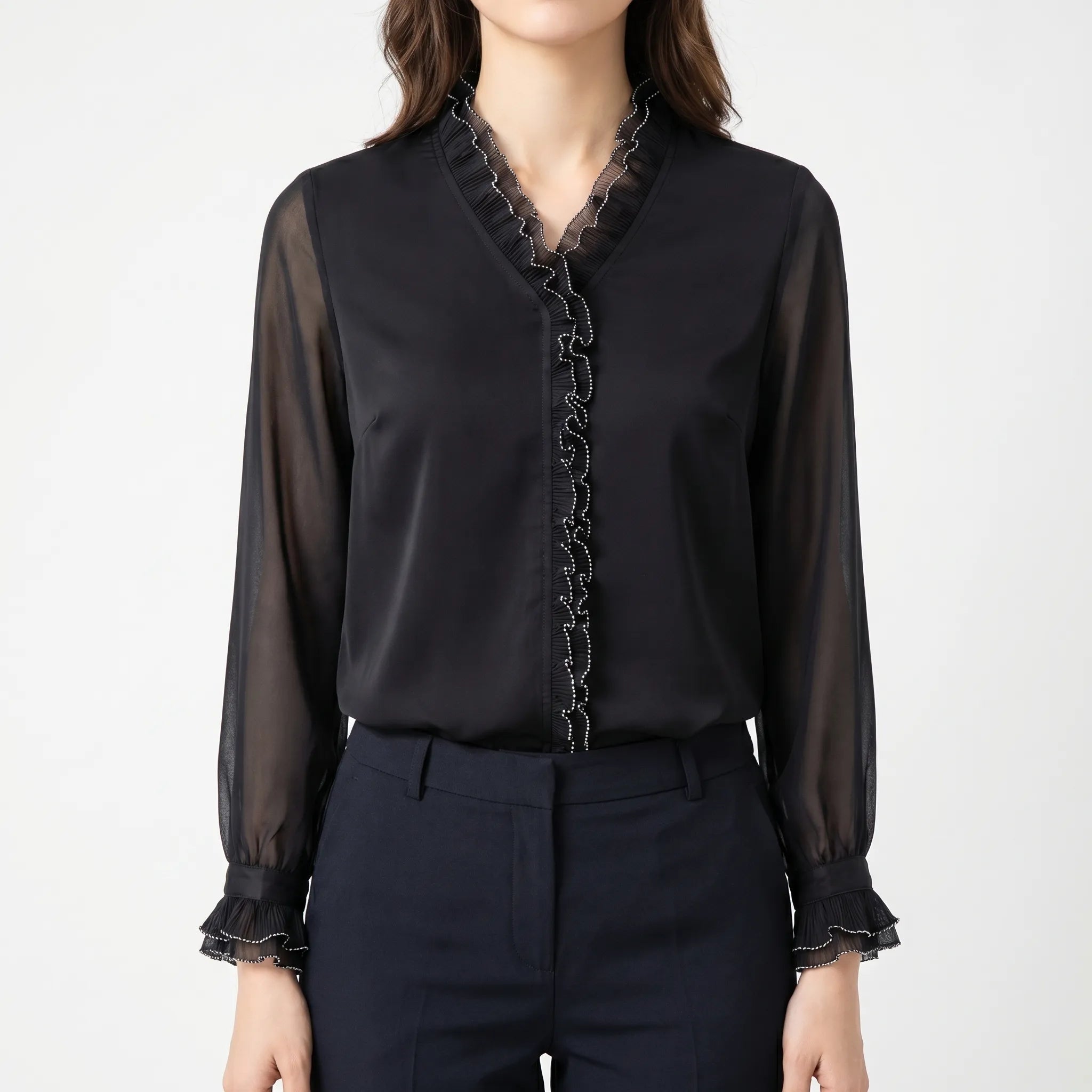 Satin Ruffle Blouse