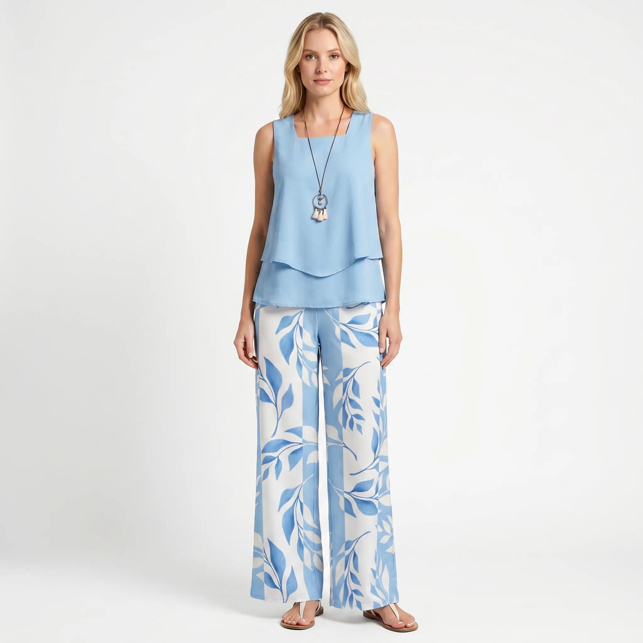 Women's Top and Wide Leg Pants Set
