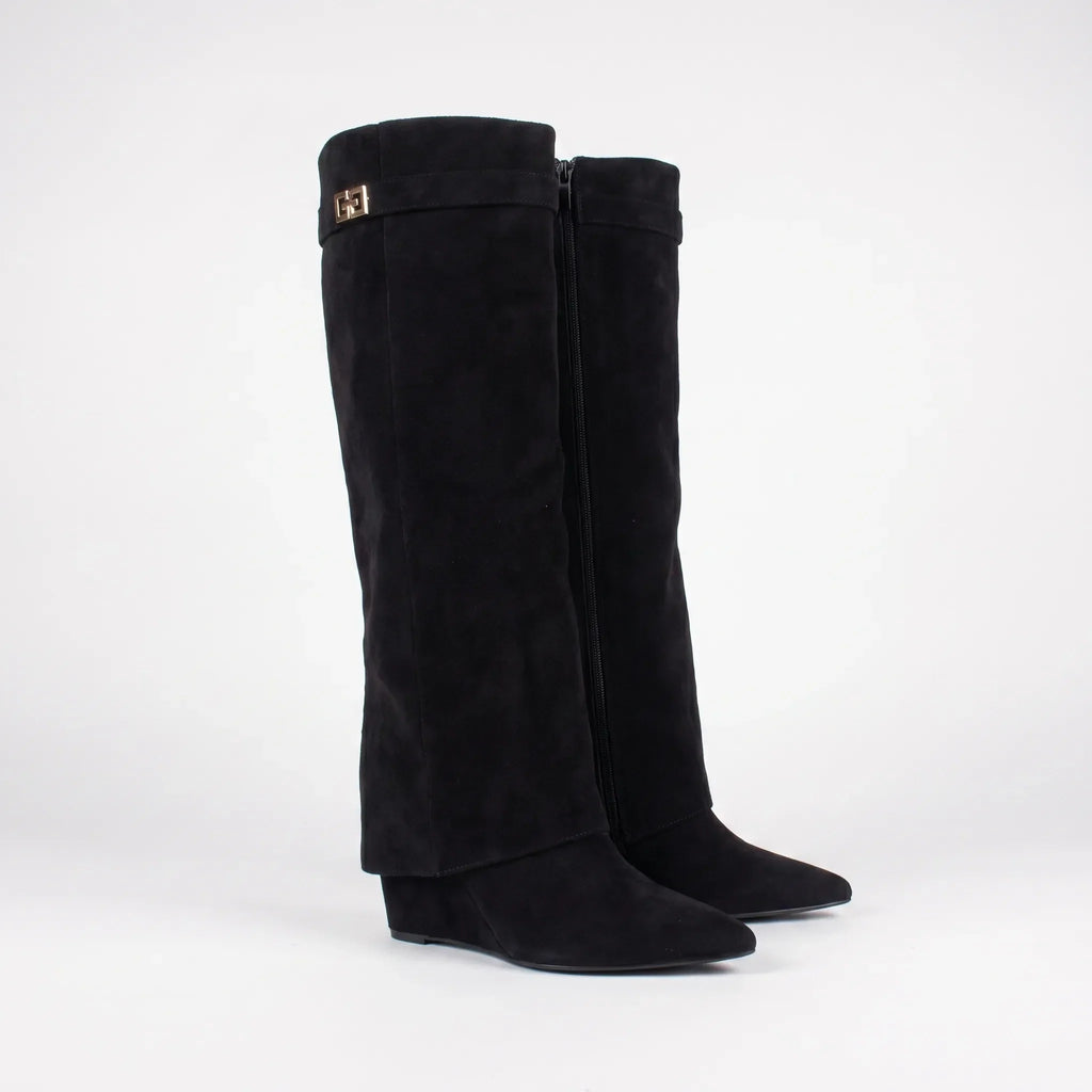 Fold Over Cuff Knee High Boots