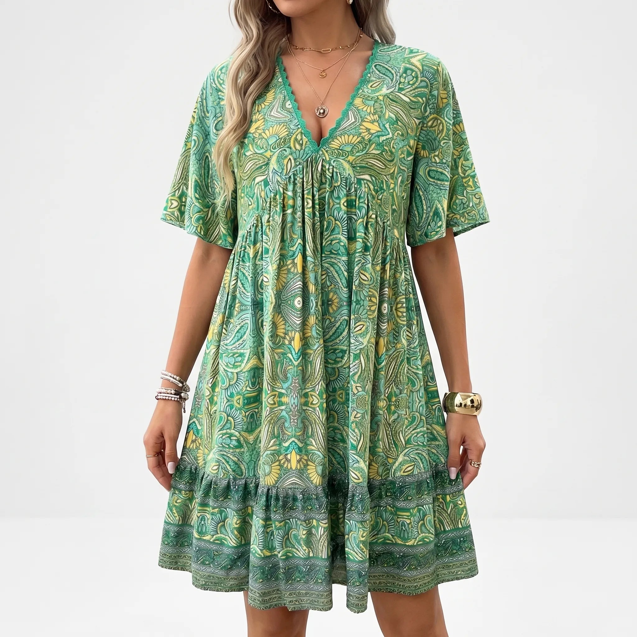 Boho Paisley Mini Dress
